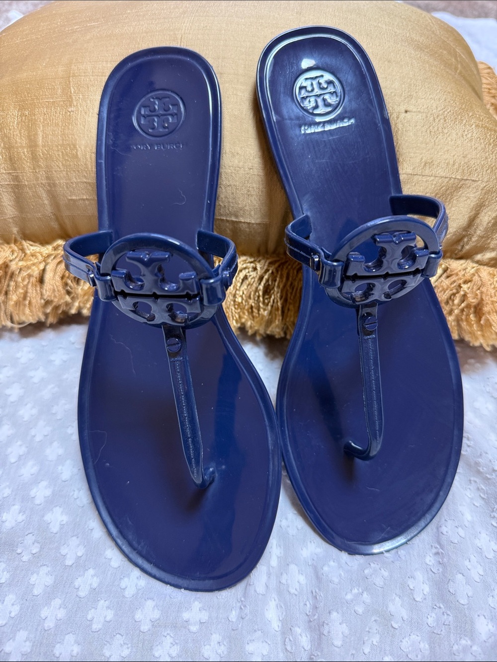 Tory Burch Mini Miller Jelly Thong Sandals Blue - Picture 7 of 11